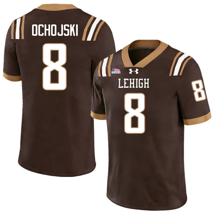 Lehigh Mountain Hawks #8 Tyler Ochojski College Football Jerseys,Uniforms-Brown